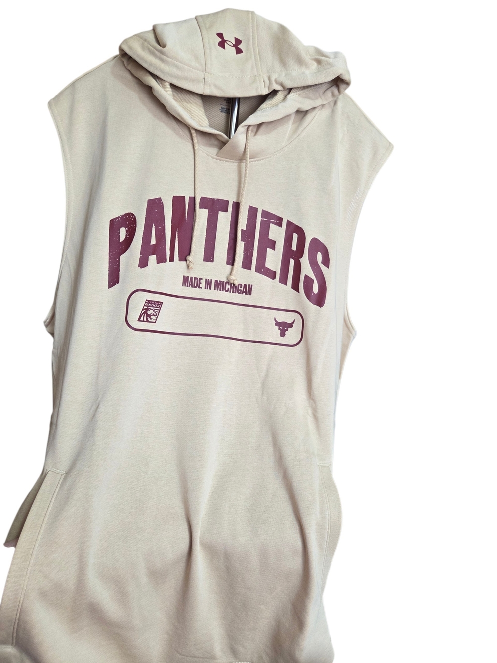Under Armour Project Rock Michigan Panthers UFL Sleeveless Hoodie NWT 3XL
